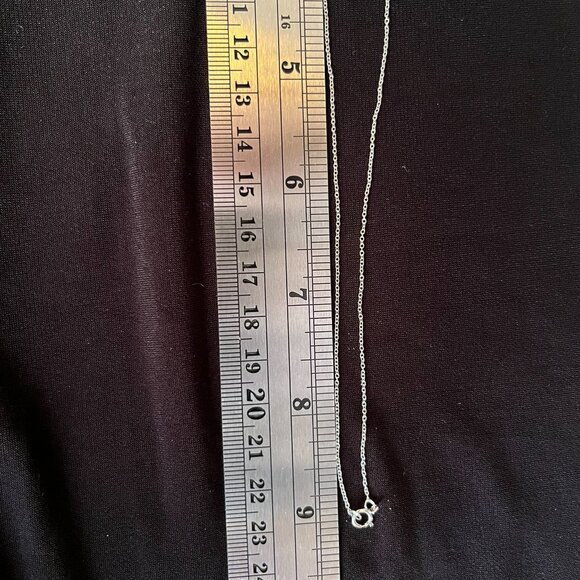 Sterling Silver & Diamond Bar Necklace — Dainty Minimalist 18” MSCO 925 - Picture 12 of 13